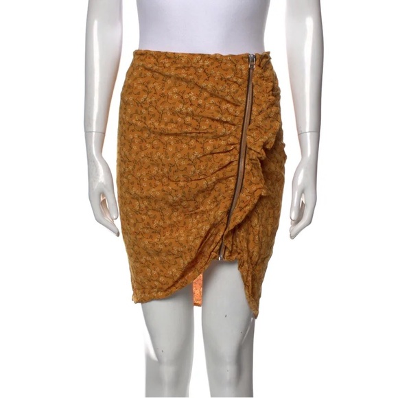 Veronica Beard Dresses & Skirts - Veronica Beard Size 4 Spencer Mustard Yellow Ditsy Floral‎ Ruched Mini Skirt
